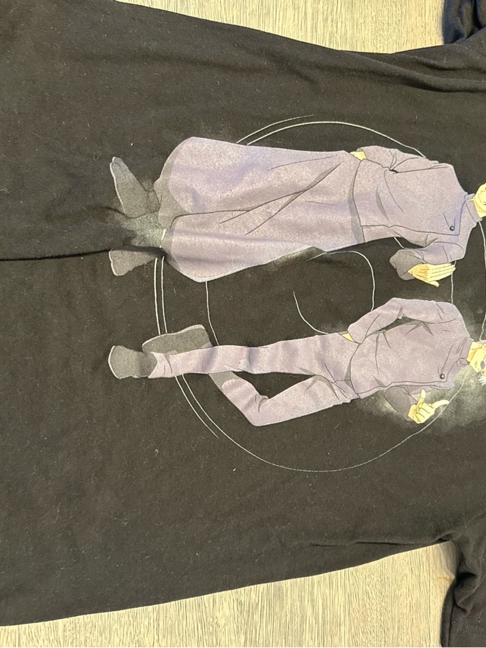 Black Graphic Short Sleeve Tee with Purple Illustration
